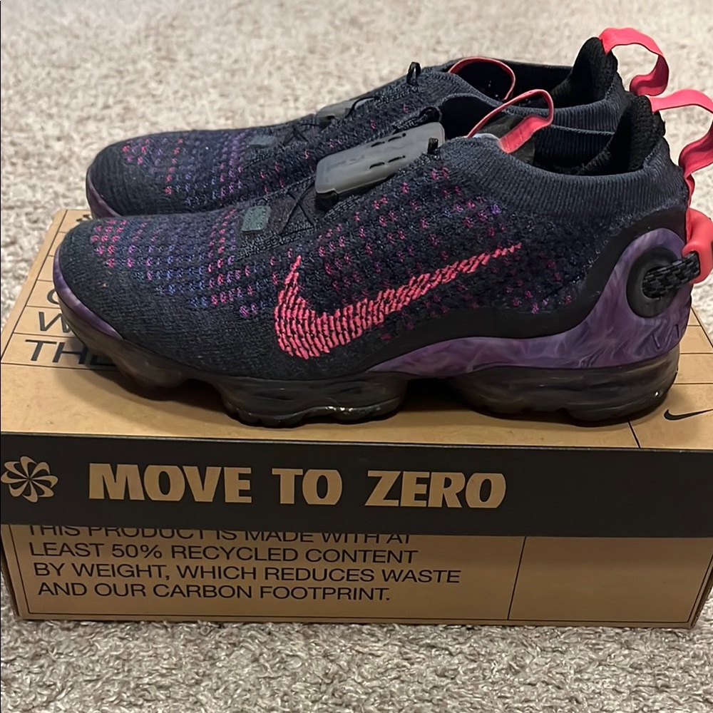 Nike Black and Pink VaporMax Flyknit Shoes